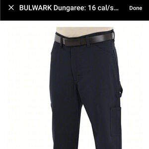 BULWARK FR Dungaree: 16 cal/sq cm ATPV, Men's, 34x34, ComforTouch 11 oz Navy